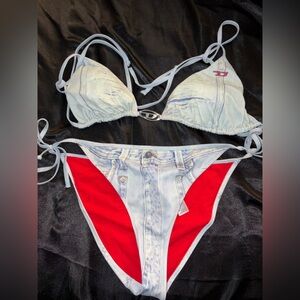 Diesel Light Blue and Red Bikini